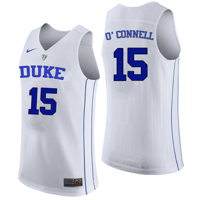 Men Duke Blue Devils #15 Alex O'Connell College Basketball Jerseys Sale-White